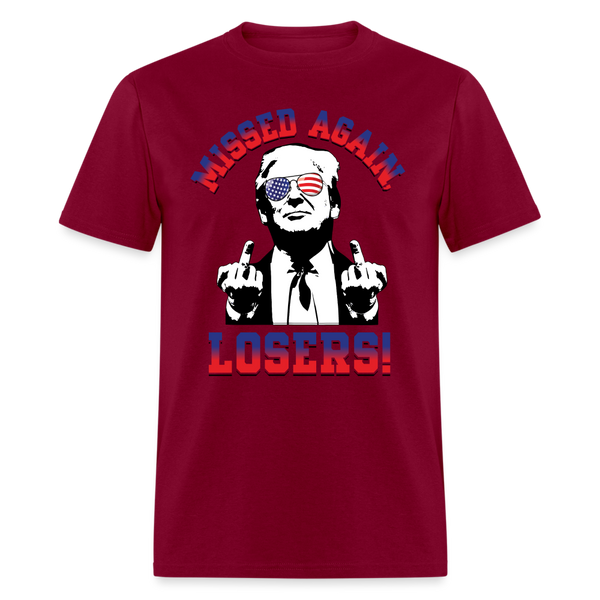 Missed Again Losers T Shirt - burgundy