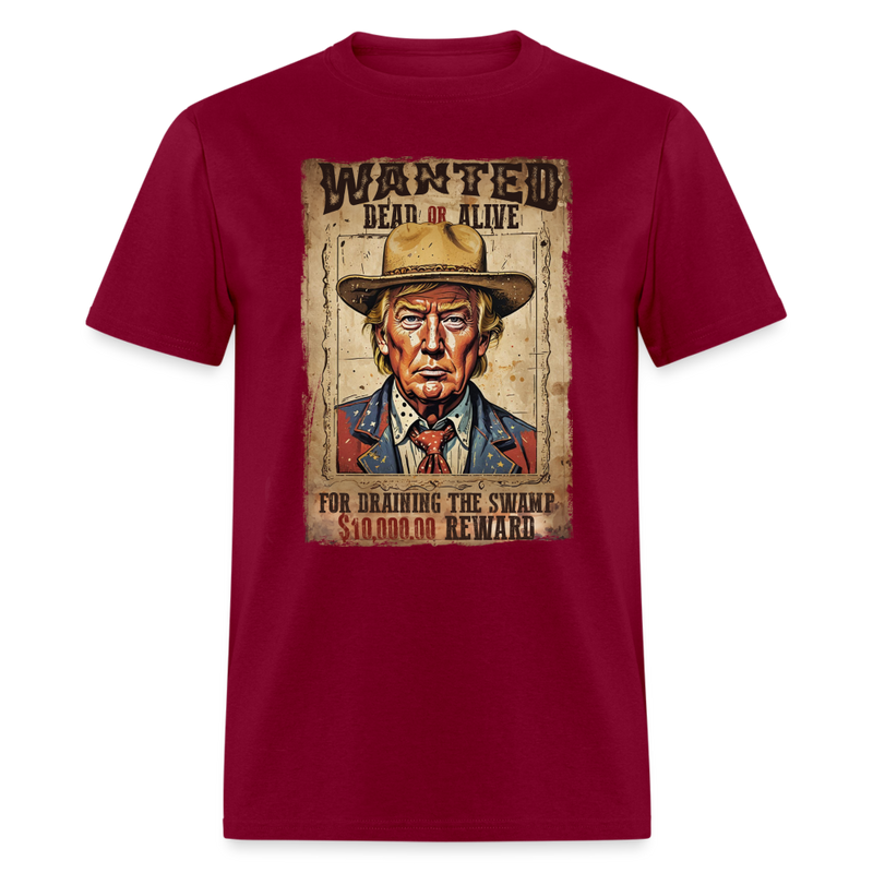 Wanted Dead Or Alive T Shirt - burgundy