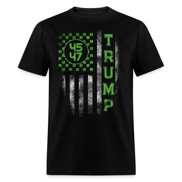 American Flag Trump 45 47 St Patrick's Day T Shirt - black