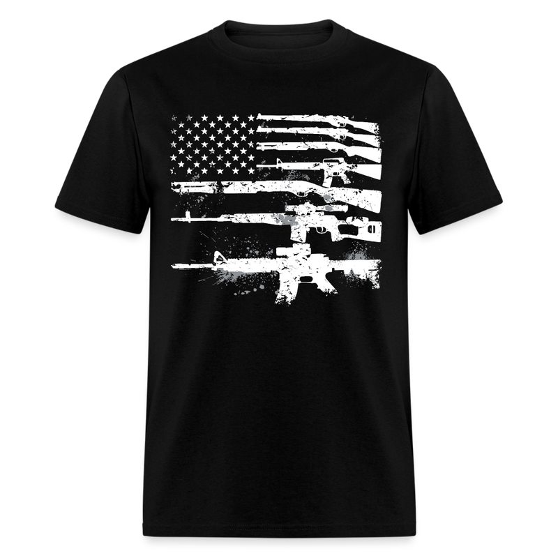 Machine Guns USA Flag 2A T Shirt - black