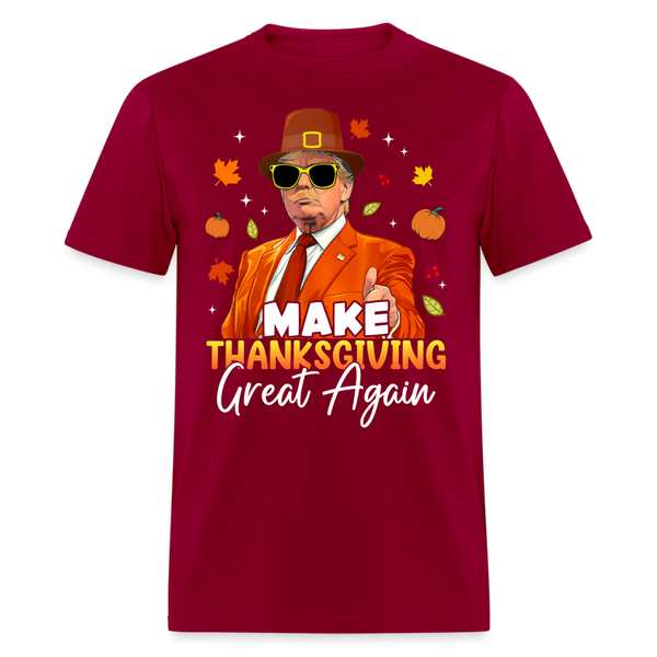 Make Thanksgiving Great Again Autumn Fall Leaves T Shirt - dark red