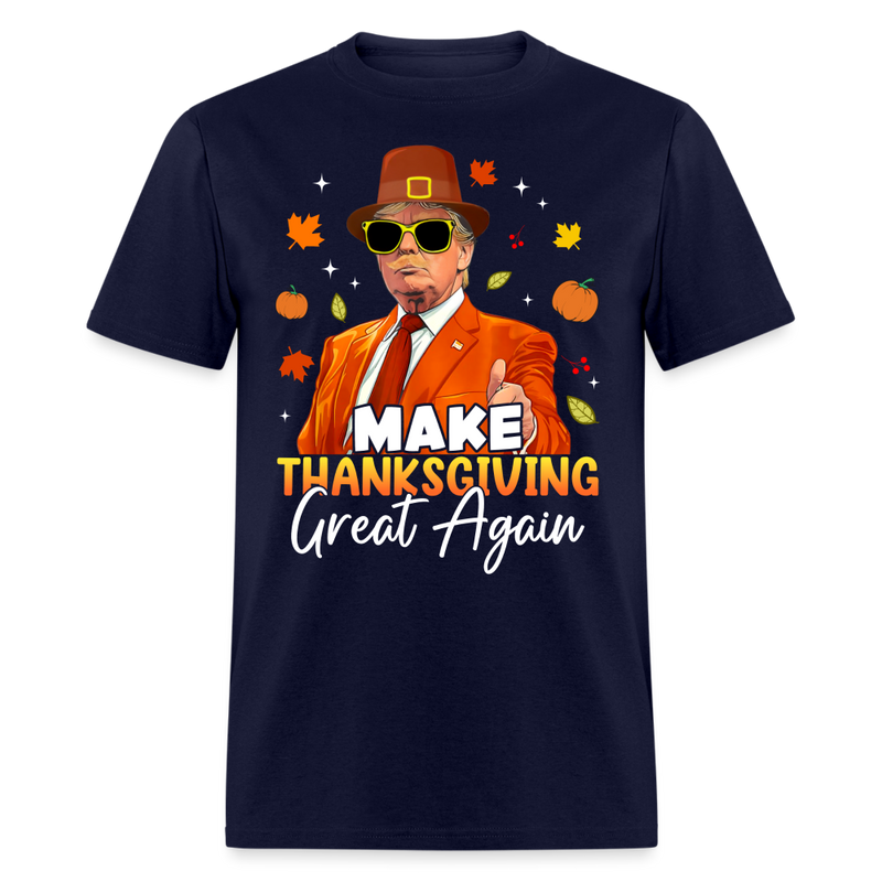 Make Thanksgiving Great Again Autumn Fall Leaves T Shirt - navy