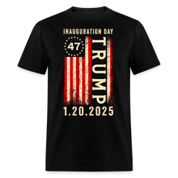 Inauguration Day Trump 47th President Vintage US Flag T Shirt - black