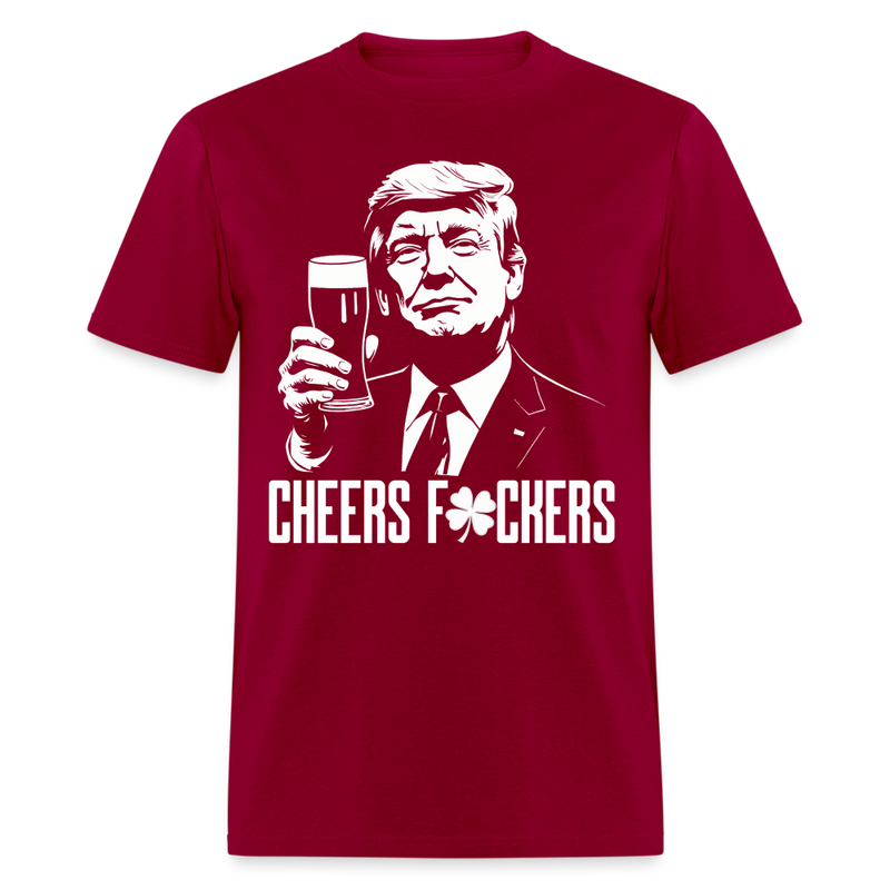 Cheers Donald Trump St Patricks Day T Shirt - dark red