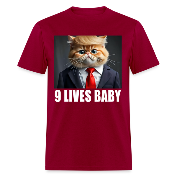 Cat Trump 9 Lives Baby T Shirt - dark red