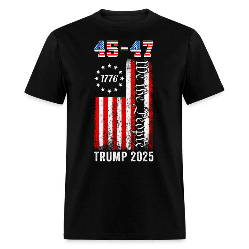 Vintage Trump 2024 45 47 US Flag We The People T Shirt - black