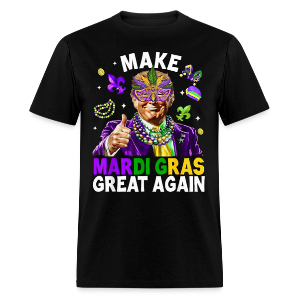 Make Mardi Gras Great Again Trump Beads Mask Feather Funny T Shirt - black