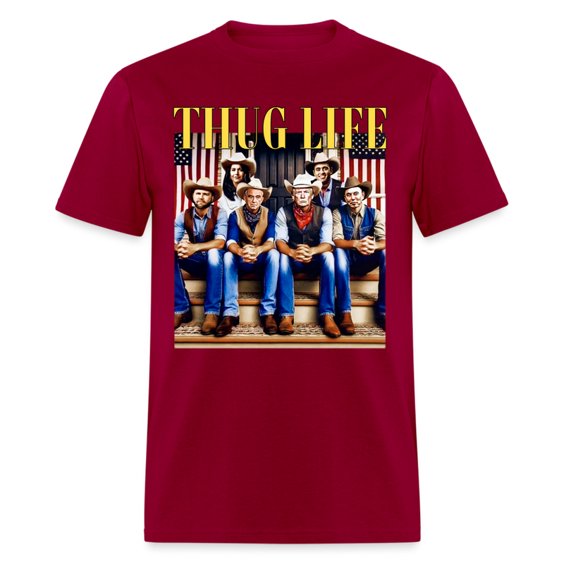 Thug Life Cowboy T Shirt - 2 - dark red