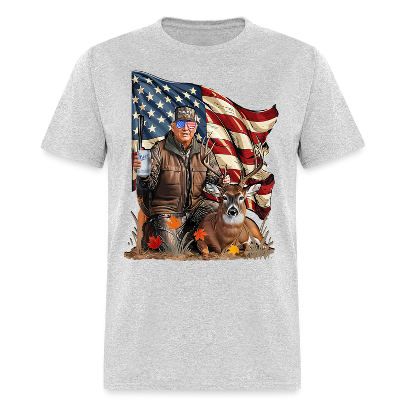 Retro Trump Hunting Deer T Shirt - heather gray