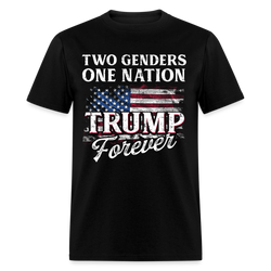 Two Genders, One Nation, Trump Forever US Flag T Shirt - black