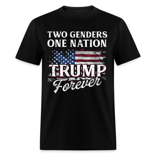 Two Genders, One Nation, Trump Forever US Flag T Shirt - black