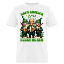 Make America Lucky Again Trump Gnomies 45 47 T Shirt - white