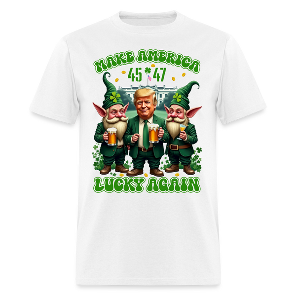 Make America Lucky Again Trump Gnomies 45 47 T Shirt - white