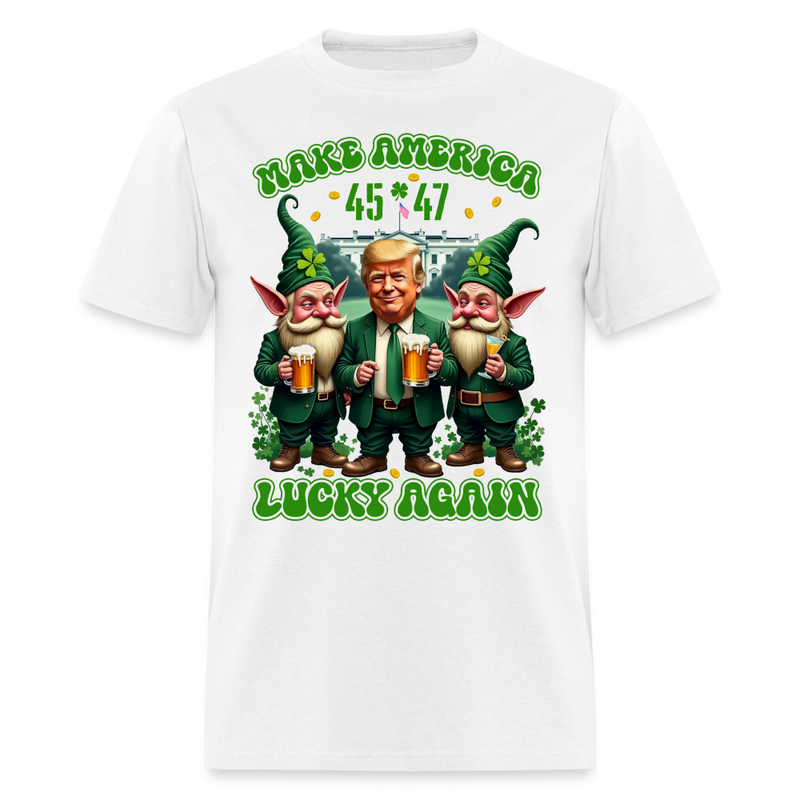 Make America Lucky Again Trump Gnomies 45 47 T Shirt - white