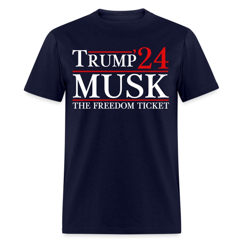 Trump Musk The Freedom Ticket T Shirt - navy