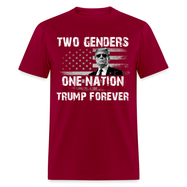 Two Genders One Nation Trump Forever T Shirt - dark red