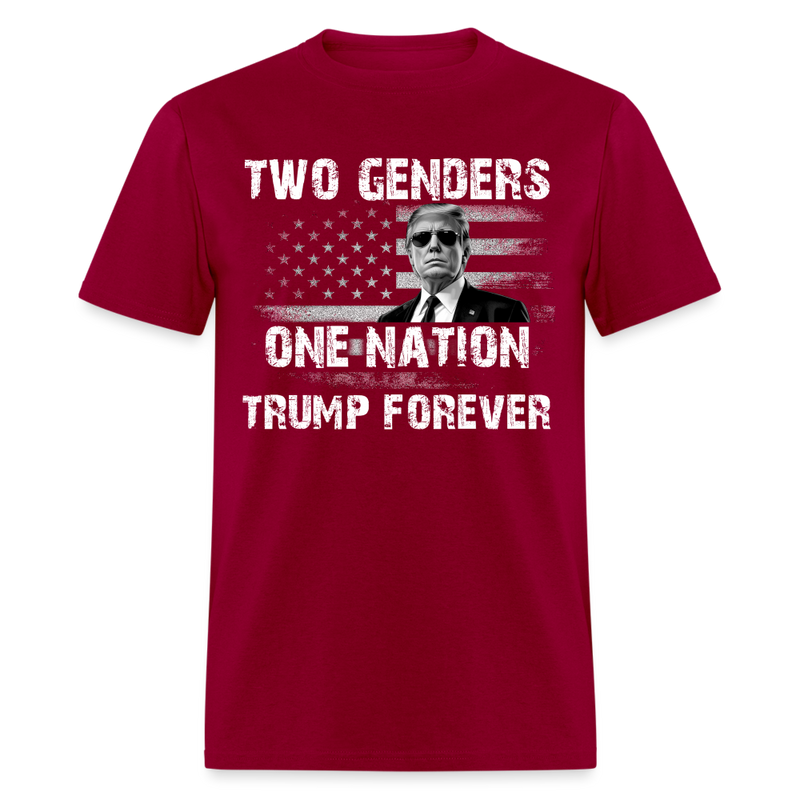 Two Genders One Nation Trump Forever T Shirt - dark red