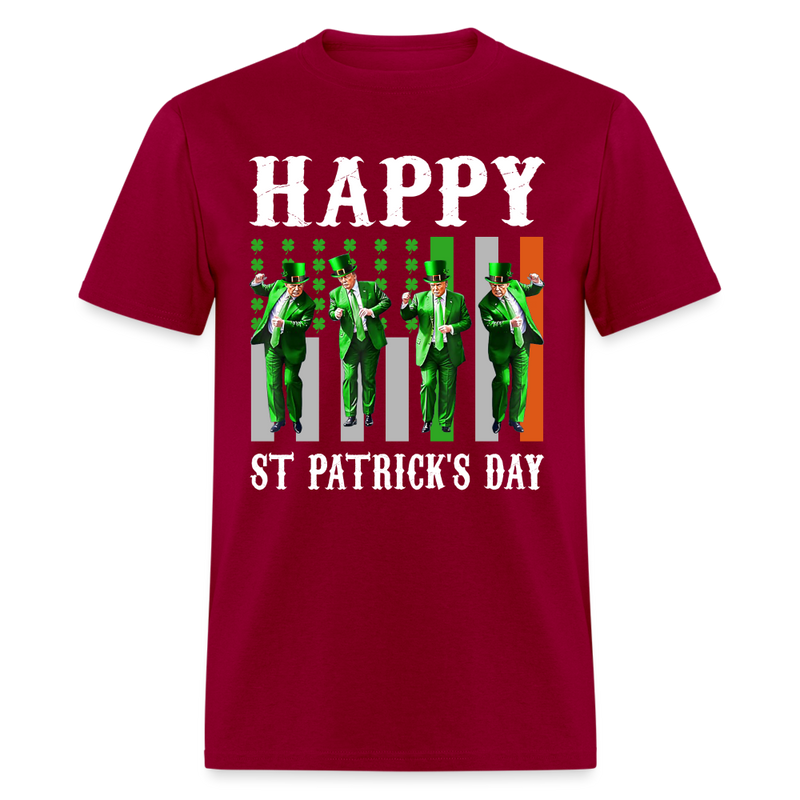 Trump Dance Happy St Patrick's Day Lucky Shamrock Irish T Shirt - dark red