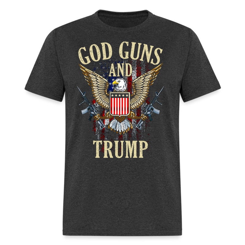 God Guns And Trump T Shirt - heather black