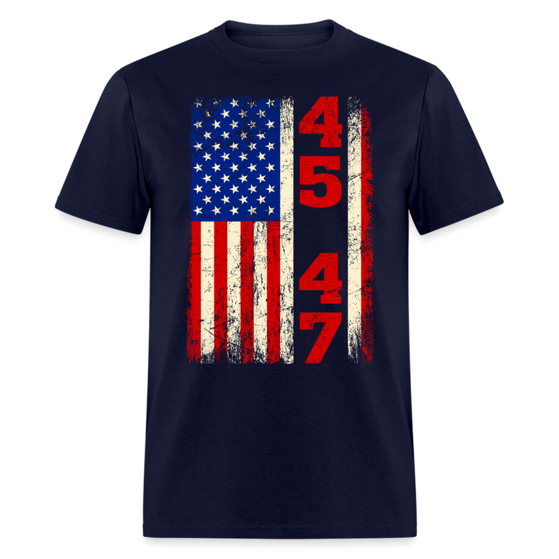 45 47 Trump Vintage USA Flag T Shirt - navy