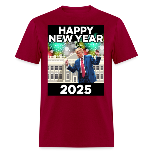 Happy New Year 2025 Trump Dancing T Shirt - dark red