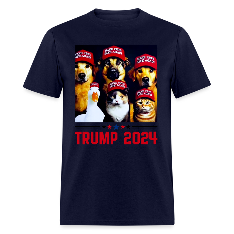 Trump 2024: Protecting Pets, Securing Futures T-Shirt - navy