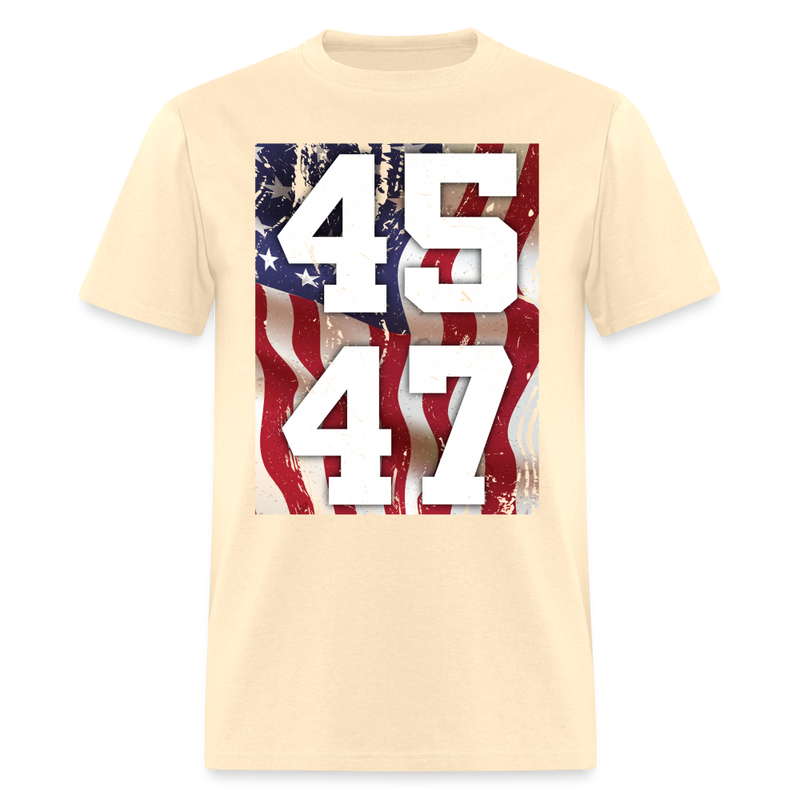 45 47 Trump American Flag T Shirt - natural