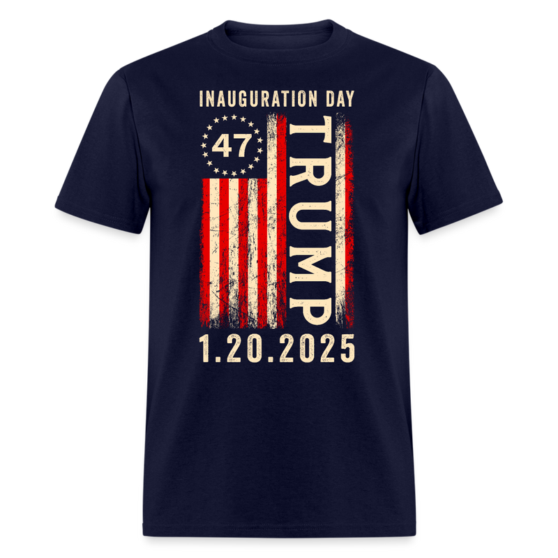 Inauguration Day Trump 47th President Vintage US Flag T Shirt - navy