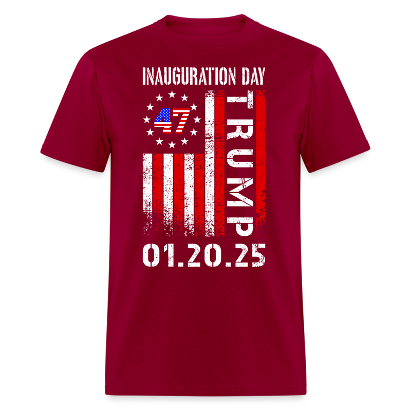 Trump Inauguration Day 2025 47th President USA Flag T Shirt - dark red