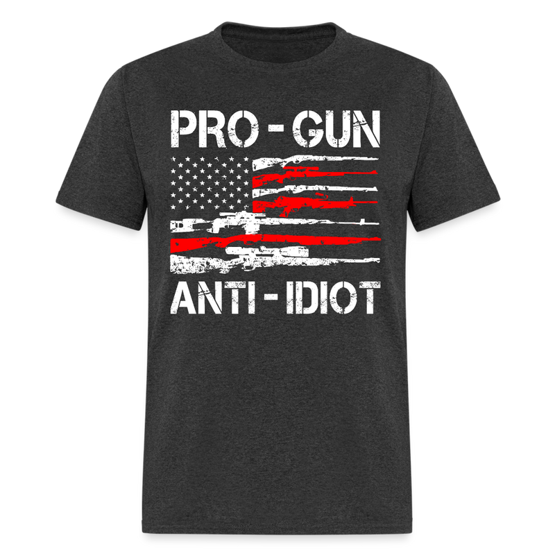 Vintage USA Flag Pro - Gun Anti - Indiot T Shirt - heather black