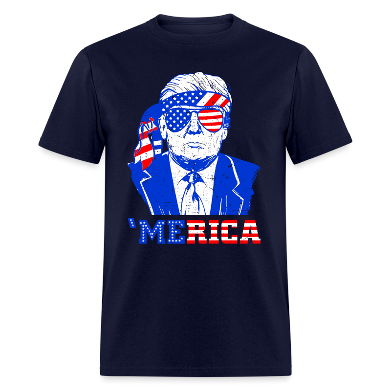 Donald Trump Merica Trump Sunglass US Flag T Shirt - navy