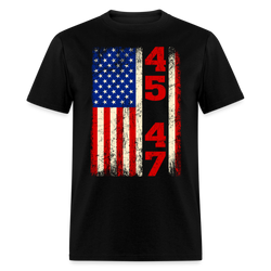 45 47 Trump Vintage USA Flag T Shirt - black