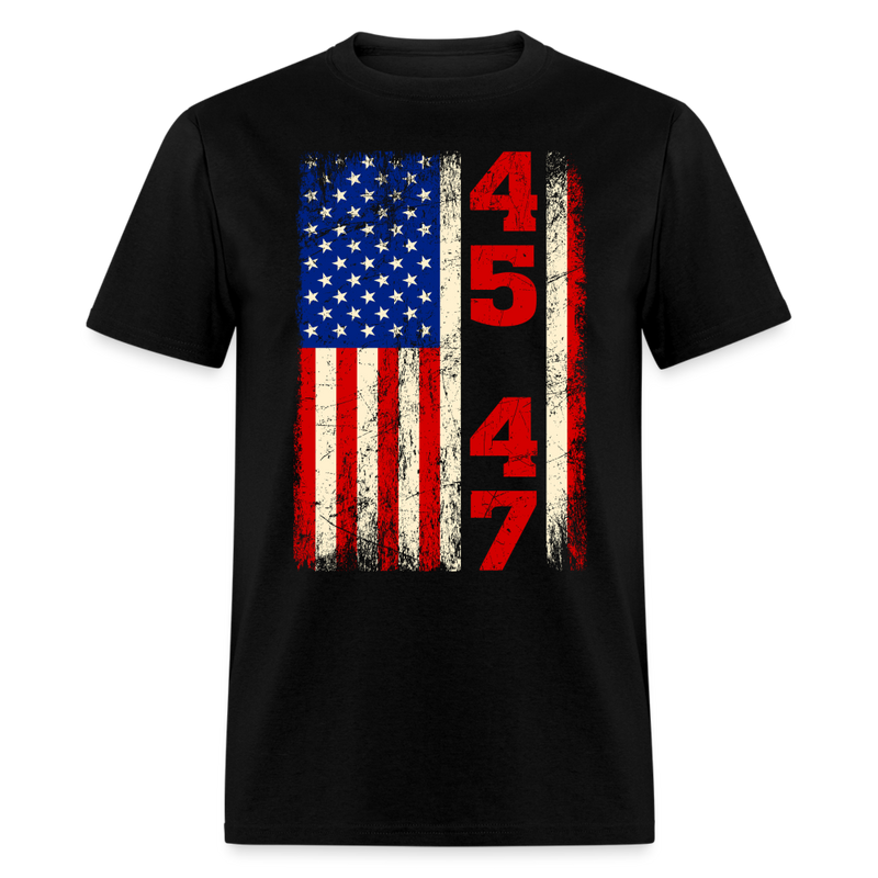 45 47 Trump Vintage USA Flag T Shirt - black