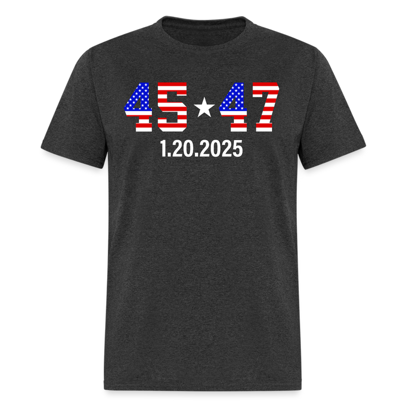 Inauguration Day 2025 45 47 American Flag White Star T Shirt - heather black