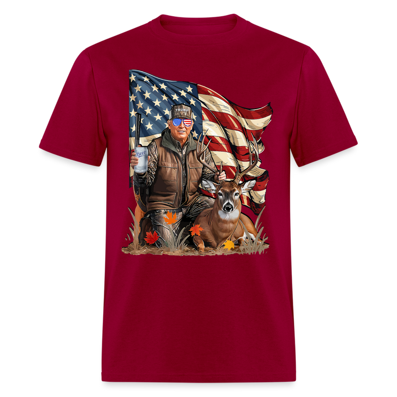 Retro Trump Hunting Deer T Shirt - dark red