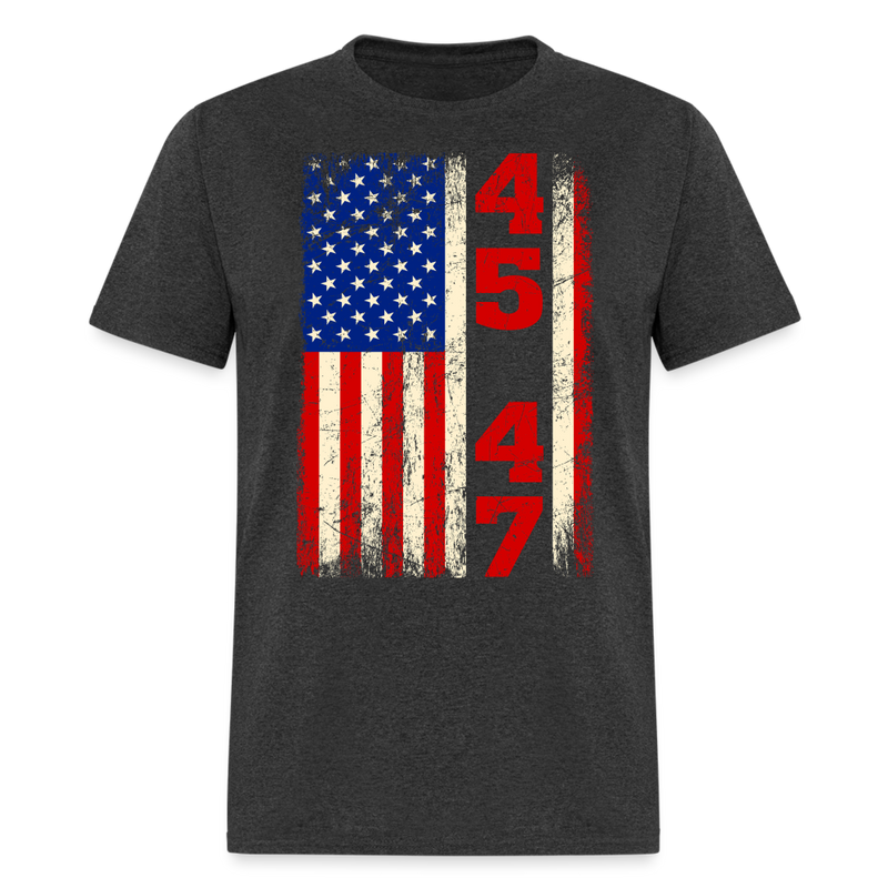 45 47 Trump Vintage USA Flag T Shirt - heather black