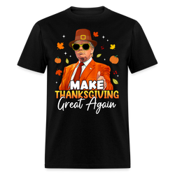 Make Thanksgiving Great Again Autumn Fall Leaves T Shirt - black