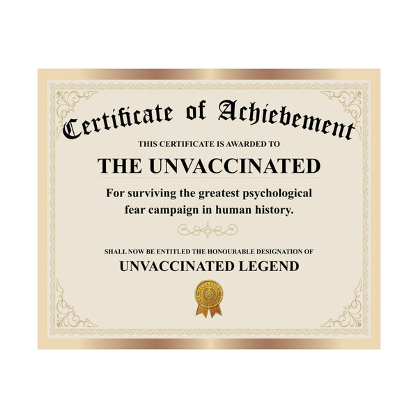 Certificate Of Unvaccinated Legend