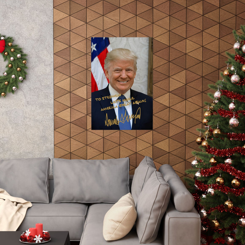 Personalized President Donald Trump Gold Autographed Photo Posters