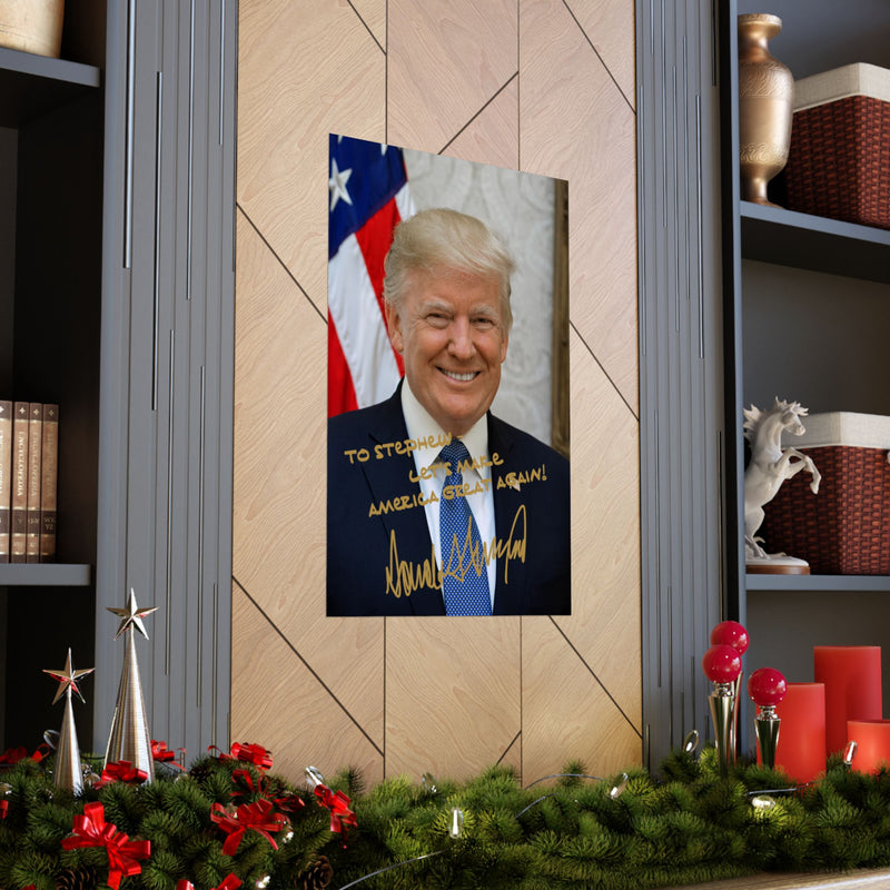 Personalized President Donald Trump Gold Autographed Photo Posters