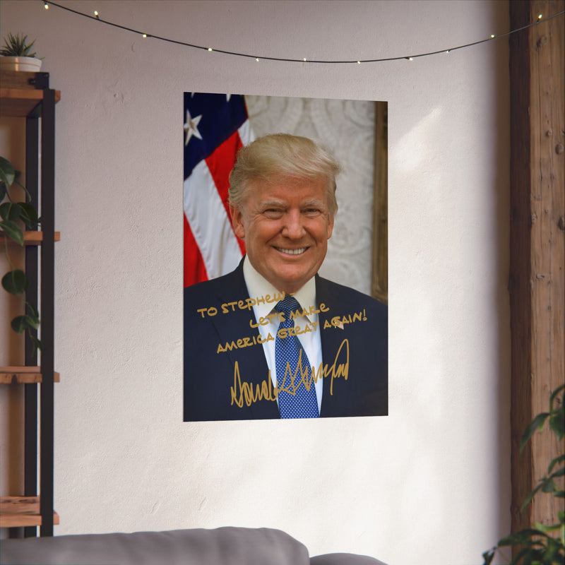 Personalized President Donald Trump Gold Autographed Photo Posters