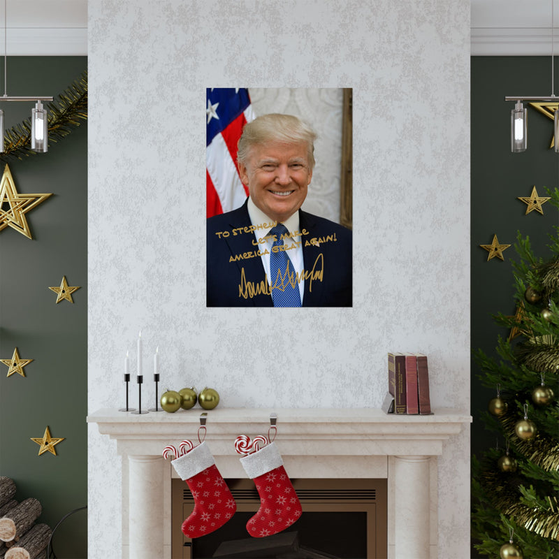 Personalized President Donald Trump Gold Autographed Photo Posters