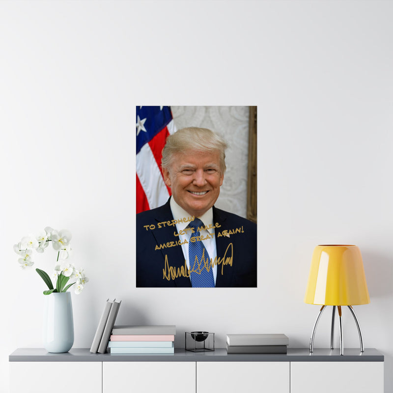 Personalized President Donald Trump Gold Autographed Photo Posters