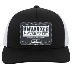 Unvaxxed And Overtaxed Trucker Hat - Trump Signature