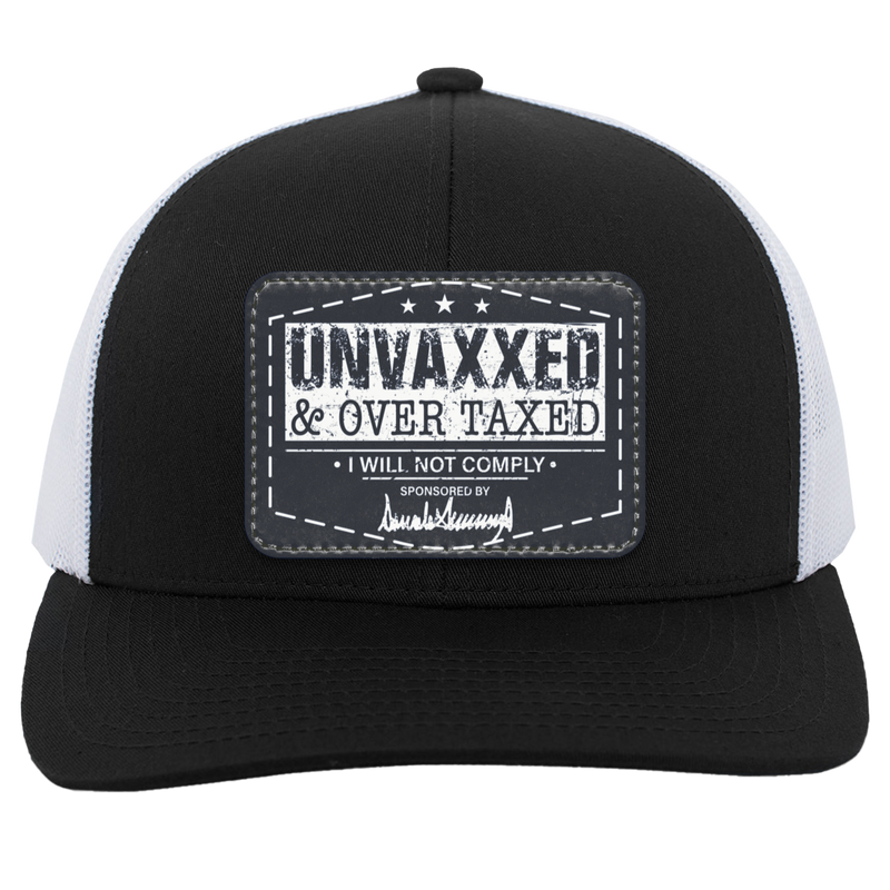 Unvaxxed And Overtaxed Trucker Hat - Trump Signature