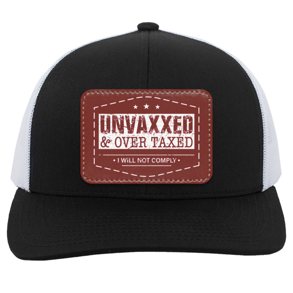 Unvaxxed And Overtaxed Trucker Hat - Red Patch