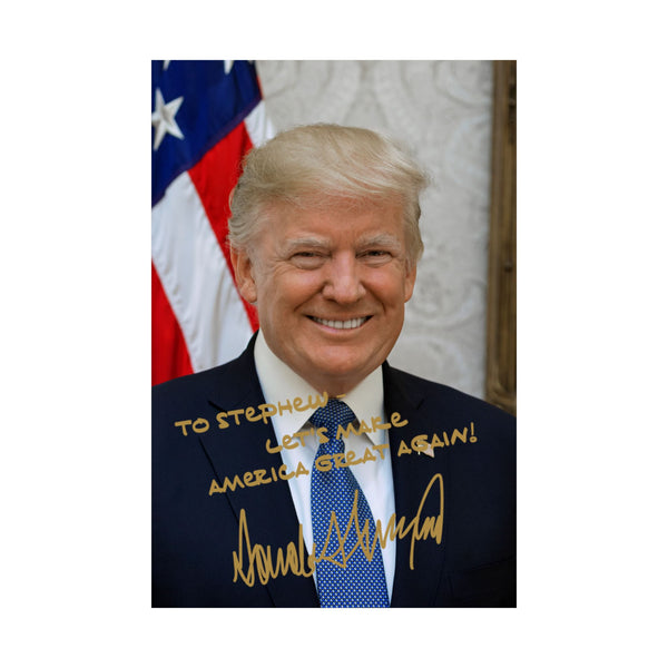 Personalized President Donald Trump Gold Autographed Photo Posters