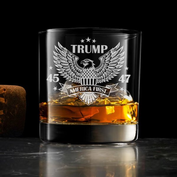 Trump American First 45 47 Whiskey Glass