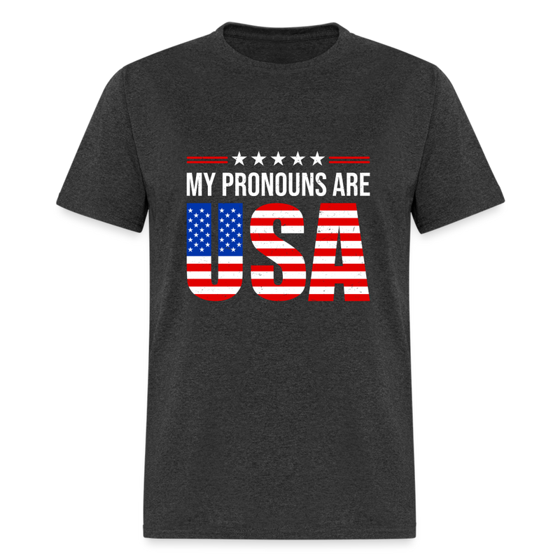 My Pronouns Are USA T-Shirt - heather black