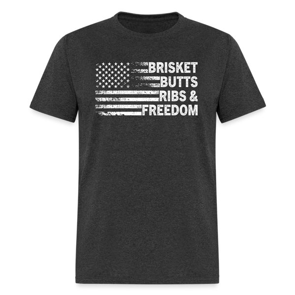 Brisket Butts Ribs & Freedom T-Shirt - heather black